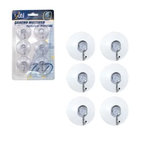 Gancho Adesivo de Parede Transparente Multiuso em Borracha e Gancho Metal Com 6 Peças - 123 Útil