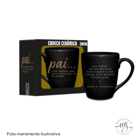 Caneca Cerâmica Prime Temas 350ml Pai Toda Felicidade - Brasfoot Presentes