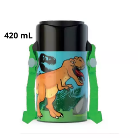 Cantil Copinho Plástico Com Alça Removível Dinossauro 420ml - Panamby