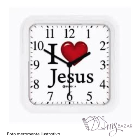 Relógio de Parede Branco I Love Jesus - Eurora