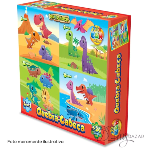 Quebra Cabeça Dinossauros 4 Em 1 - GGB