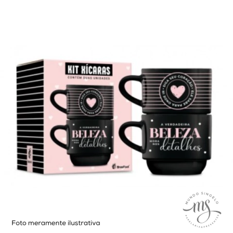 Caneca de Porcelana Empilhada Dupla Tema Siga Seu Coração 210ml - Brasfoot