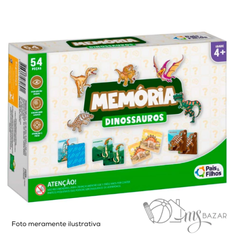 Jogo da Memória Dinossauros Educativo Didático 40 Peças - Pais e Filhos