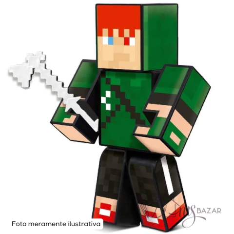 Boneco Minecraft Articulado Robin Hood de 15cm Com 3 Acessórios - Algazarra