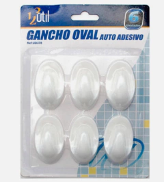 Gancho Adesivo de Parede Oval Multiuso Grande Com 6 Peças - 123 Útil