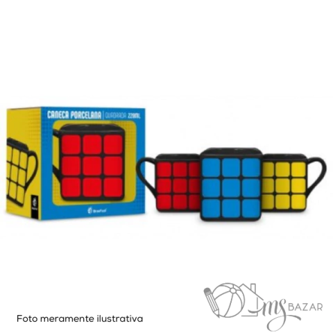 Caneca De Porcelana Quadrada Temas Cubo Mágico - Brasfoot Presentes