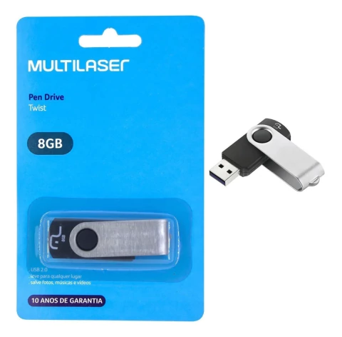 PEN DRIVE TWIST MULTILASER USB 2.0 LEITURA ATÉ 10MB/S 8GB