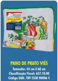 Pano de Prato Estampado Com Viés 40X62cm - Bom Pano