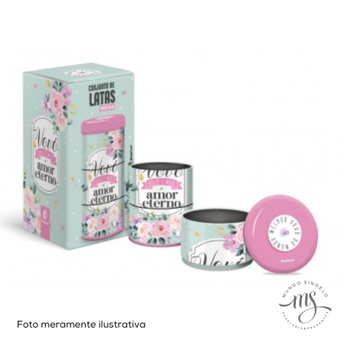 Conjunto de Latas Porta Jóias 3 Divisões Vovó Meu Amor Eterno - Brasfoot Presentes