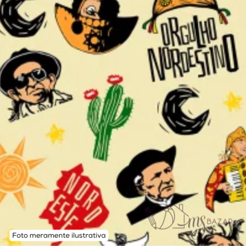 TNT Metro 1,4m Estampado Orgulho Nordestino Gramatura 40 Micras - Tambasa