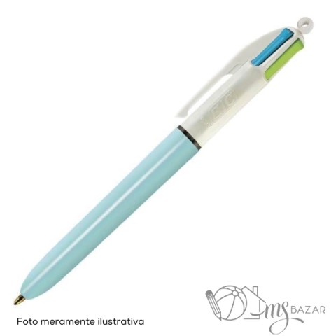 Caneta Esferográfica 1.0mm Bic 4 Cores Retrátil Fashion Azul - Bic