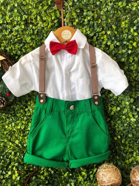 Camisa+Bermuda Verde Com Suspensorio