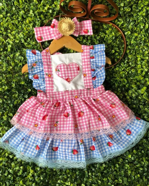 Salopete Xadrez Morango