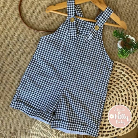 Macaquinho Menino Xadrez Preto Natal