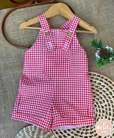 Macaquinho Menino Xadrez Vermelho