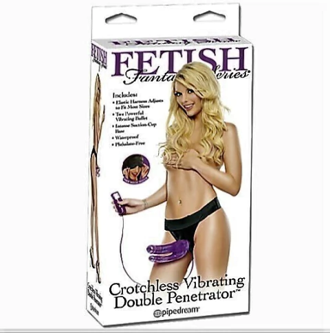 SM CINTA COURO CROTCHLESS DOUBLE VB FETISH 1023