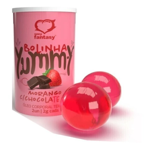 BOLA BEIJAVEL 2 UND SEX CAPS MORANGO C/ CHOCOLATE HOT 2844