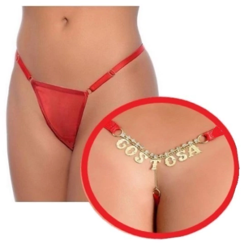 CALCINHA C/ RENDA E PINGENTE C/ DIZERES GOSTOSA 2934