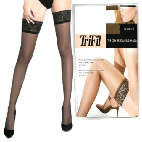 MEIA 7/8 RENDA C/ SILICONE NATURAL TRIFIL 701