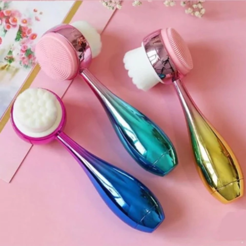 Limpiador Facial Doble Cepillo Manual Exfoliante Tornasolado - comprar online