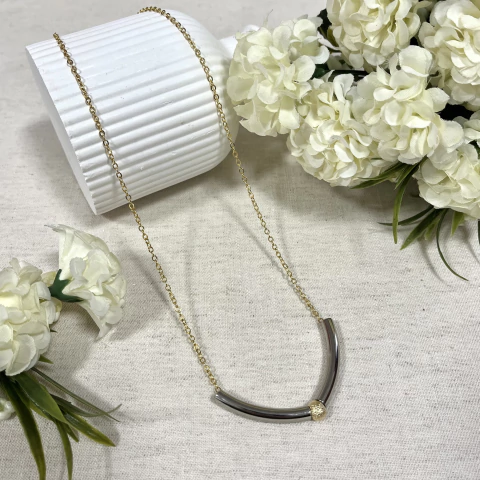 Colar Esfera Ouro e Prata