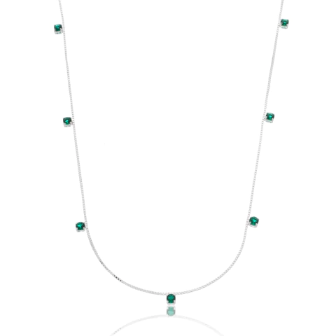 Longuinho Pontos de Luz Verde Esmeralda Prata