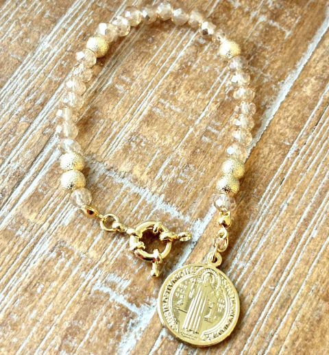 Pulseira Medalha de São Bento Ouro - comprar online