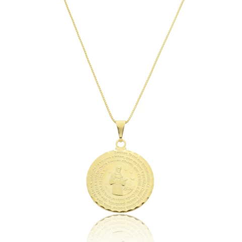 Colar Medalha Oração São Francisco de Assis Ouro - comprar online