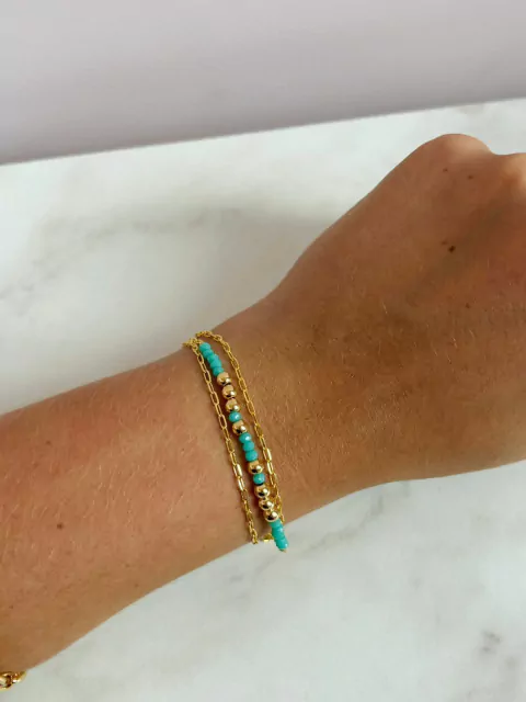 Pulseira Elos Ovais com Cristais Verde Água