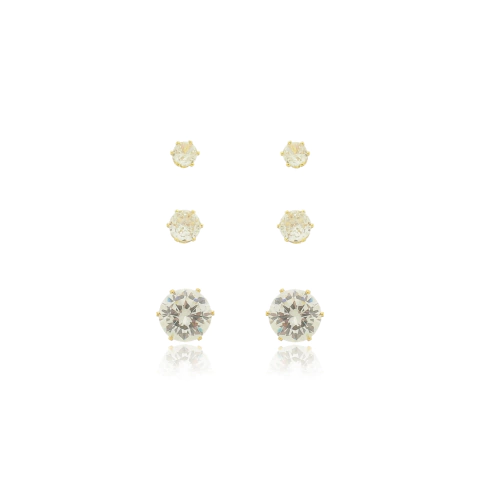 Trio de Brincos Pontos de Luz Ouro