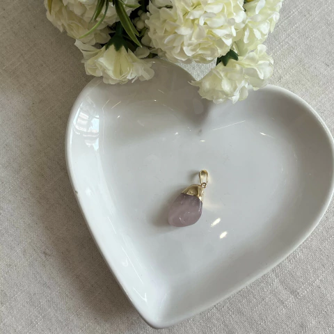 Pingente Pedra Natural Quartzo Rosa Rolada