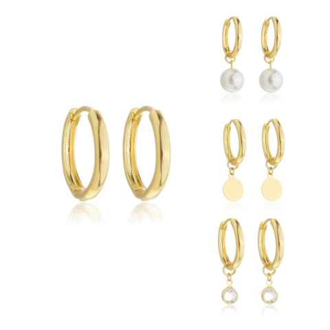 Argola de Clique com Pingentes Ouro