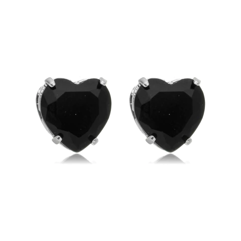 Brinco Coração de Zircônia Preta
