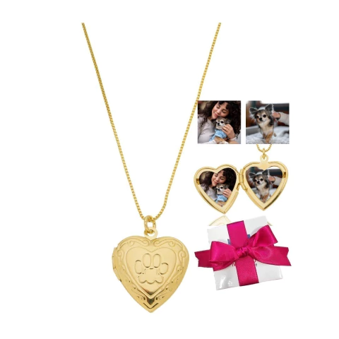 Colar Relicário Pet Ouro