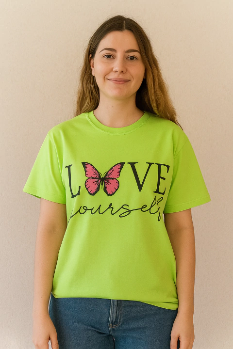 T-shirt Algodão Feminina Verde-Love - comprar online