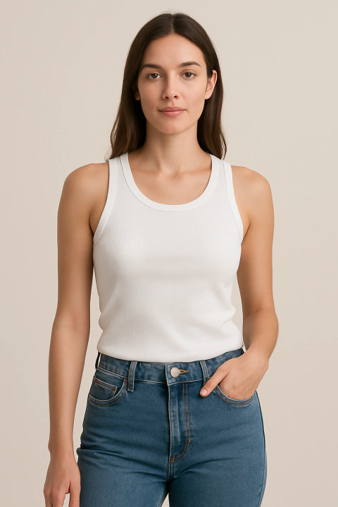 Regata Tradicional Ribana Canelada - Branca - comprar online