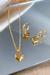 Conjunto Coração Cecília Banhado a Ouro 18k