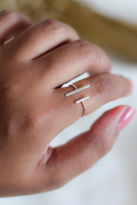 Anel Fios Minimalista Regulável Prata Legítima 925