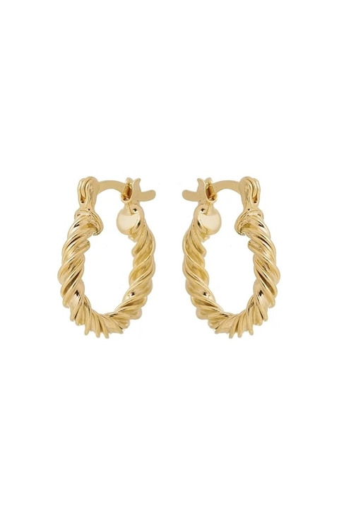 Argola Aurora Torcida Pino Italiano Banhado a Ouro 18k