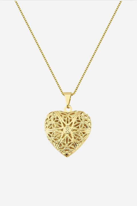 Colar Relicário Coração Banhado a Ouro 18k - comprar online