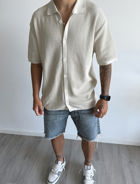 CAMISA RAYITA BEIGE