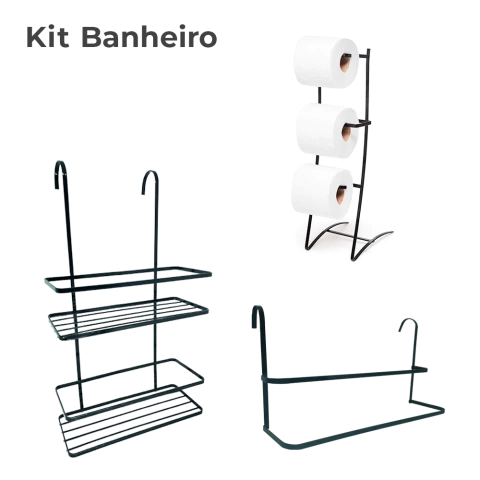 Kit Box Moderno para Banheiro Toalheiro e Porta Shampoo - comprar online