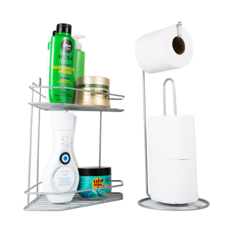 Kit Banheiro Porta Shampoo e Porta Papel Higiênico - comprar online