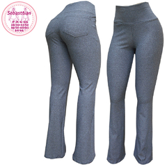 Calça flare cinza mescla bolsos, do P ao Plus Size 64/66,suplex