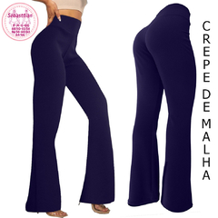 Calça social feminina azul marinho, do P ao Plus Size 60/62.