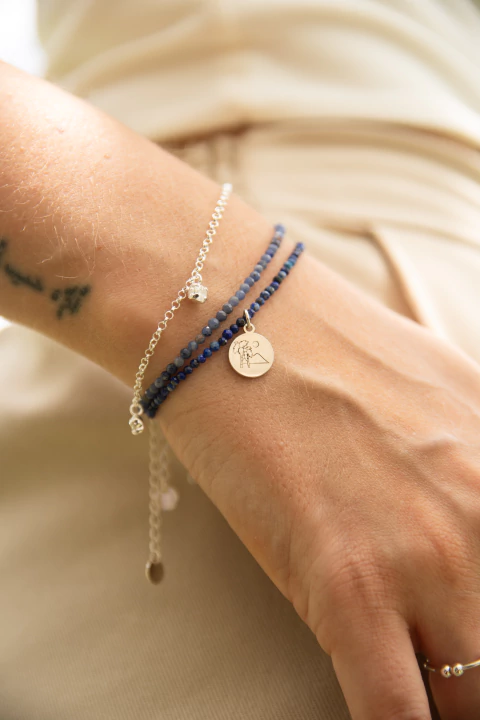 Kit Pulseira Pedra Lápis Lazuli + Medalha Let It Flow - comprar online