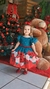 Vestido Infantil Verde Florido Com Cinto Pérolas Natal Festas