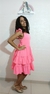 Vestido Infantil Rosa Neon Saia Babados na internet