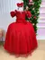 Vestido Infantil Longo Vermelho Dama Florista Manga Princesa - comprar online