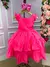 Vestido Infantil Rosa Neon Saia Babados na internet